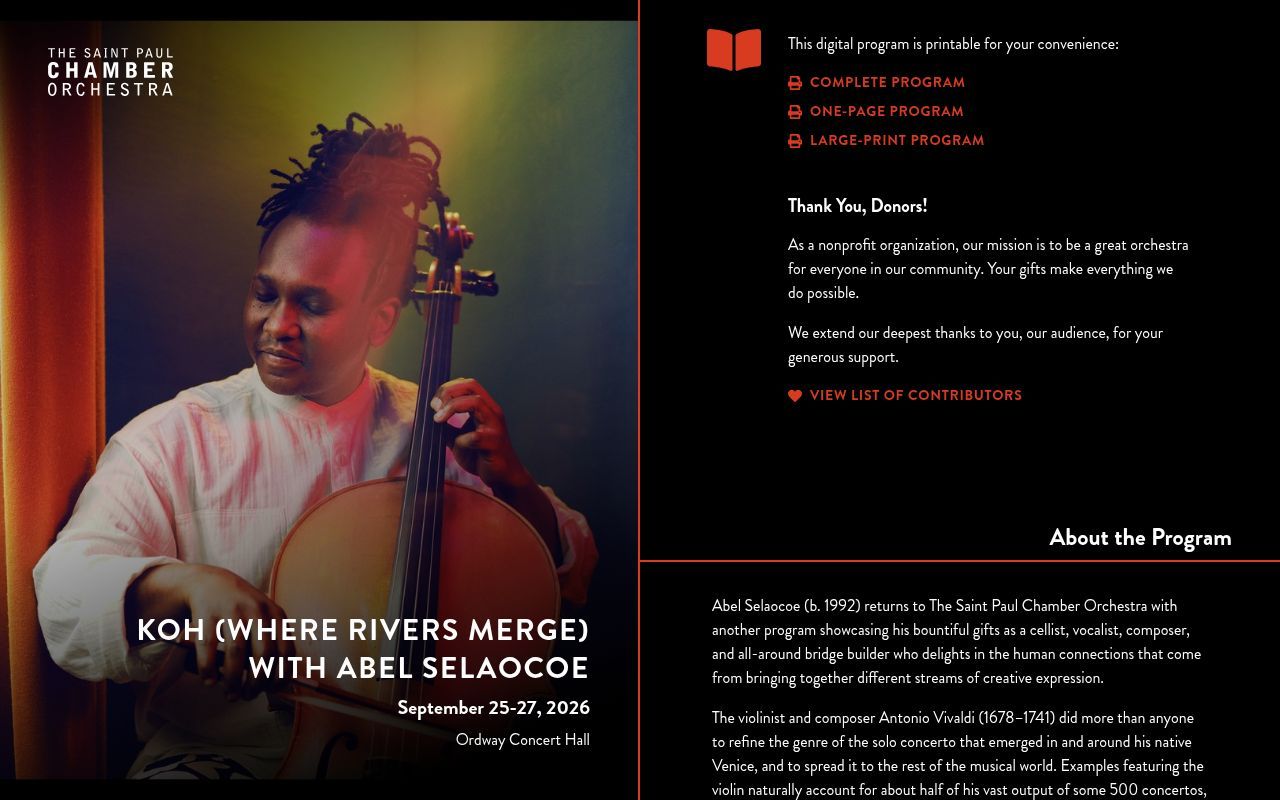 Homepage screenshot of program.thespco.org