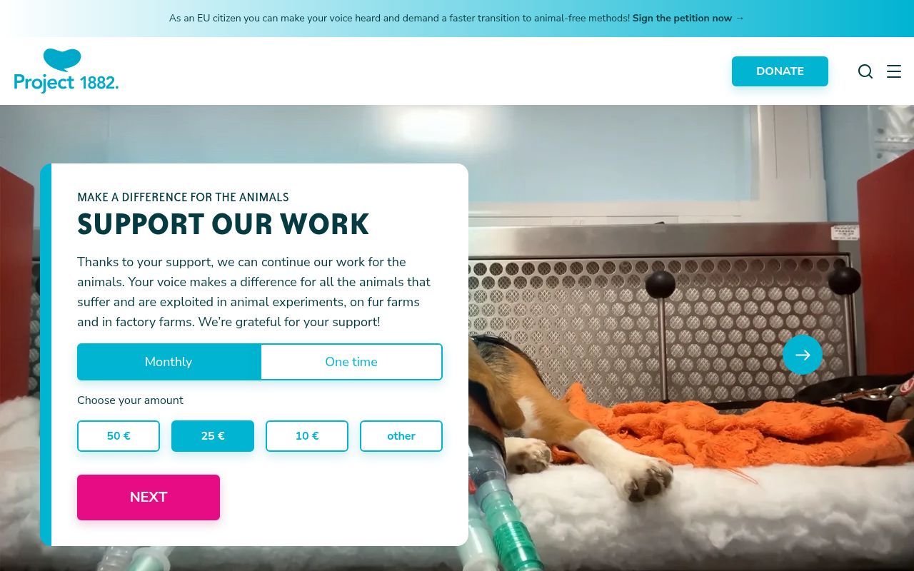 Homepage screenshot of project1882.org