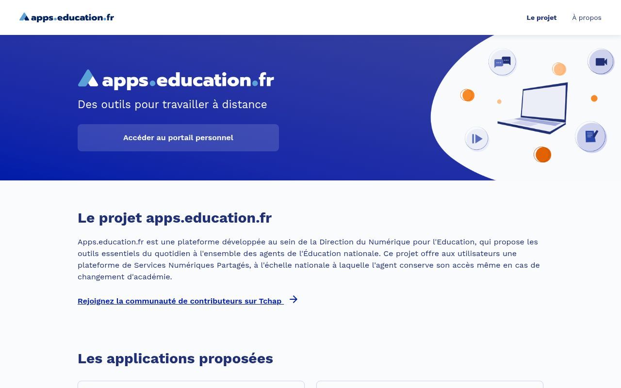 Homepage screenshot of projet.apps.education.fr