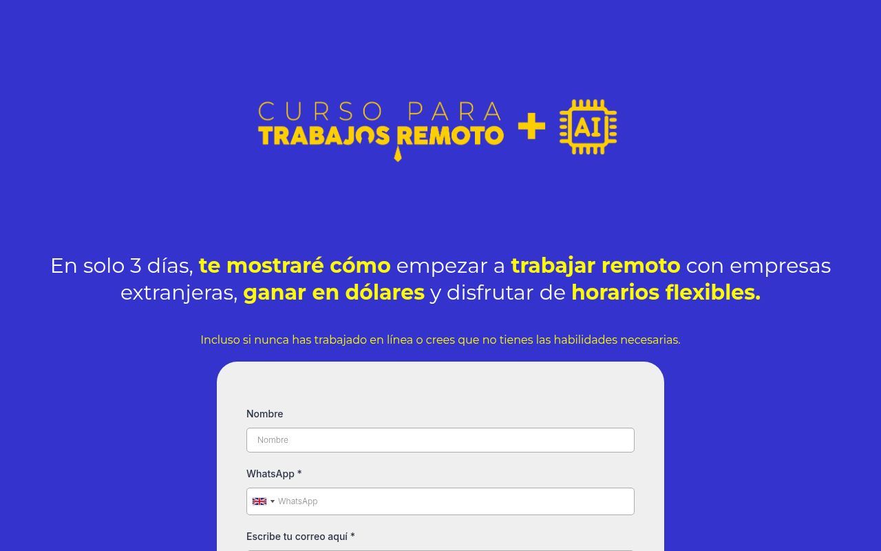 Homepage screenshot of promo.remotosacademy.com