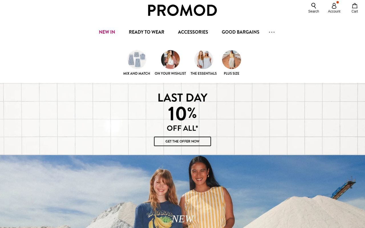 Homepage screenshot of promod.com