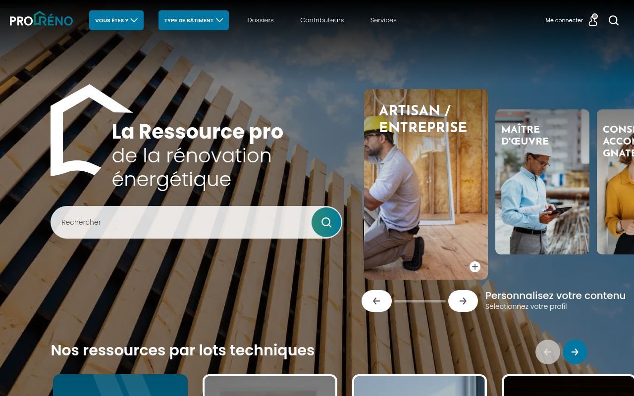 Homepage screenshot of proreno.fr