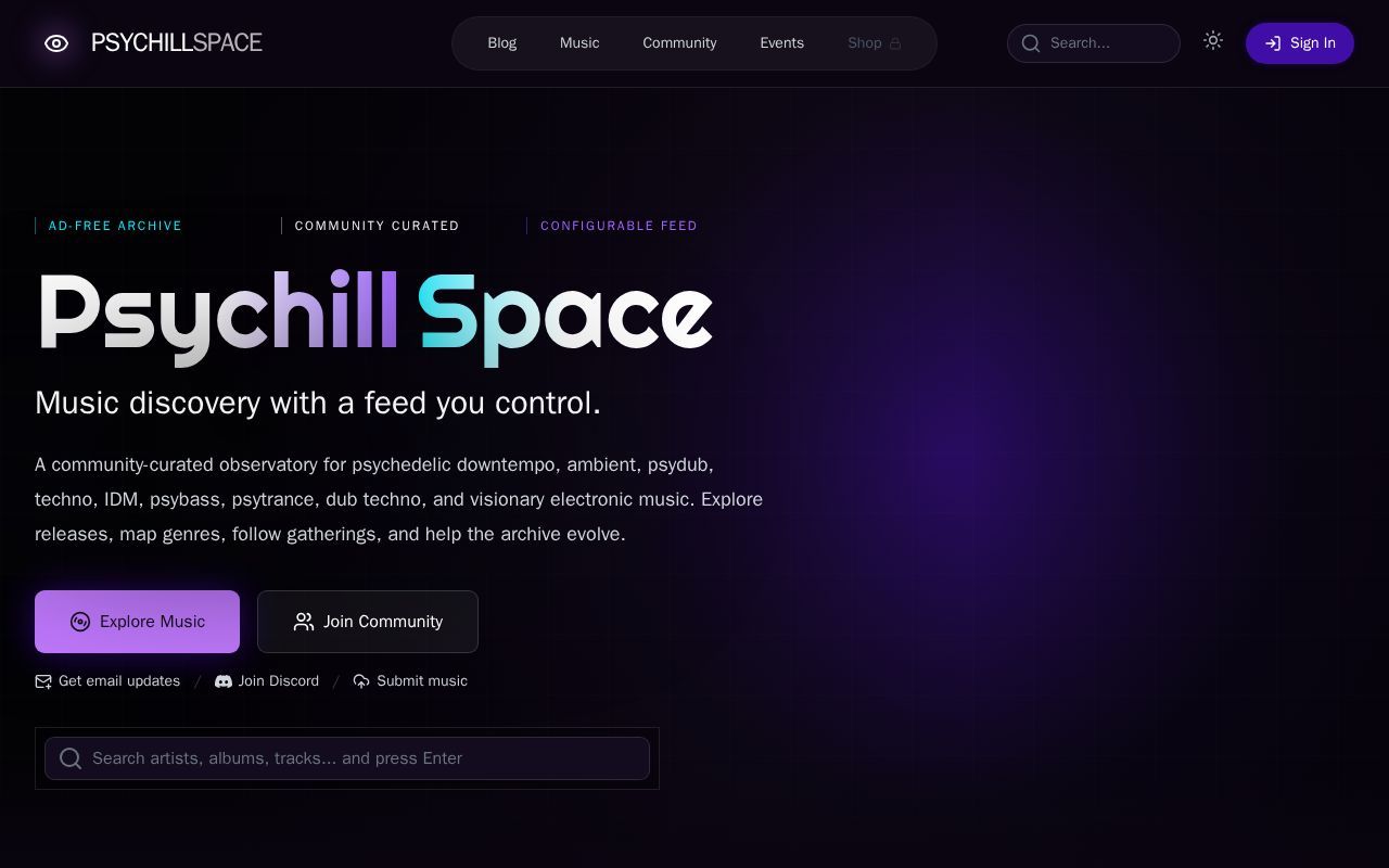 Homepage screenshot of psychill.space