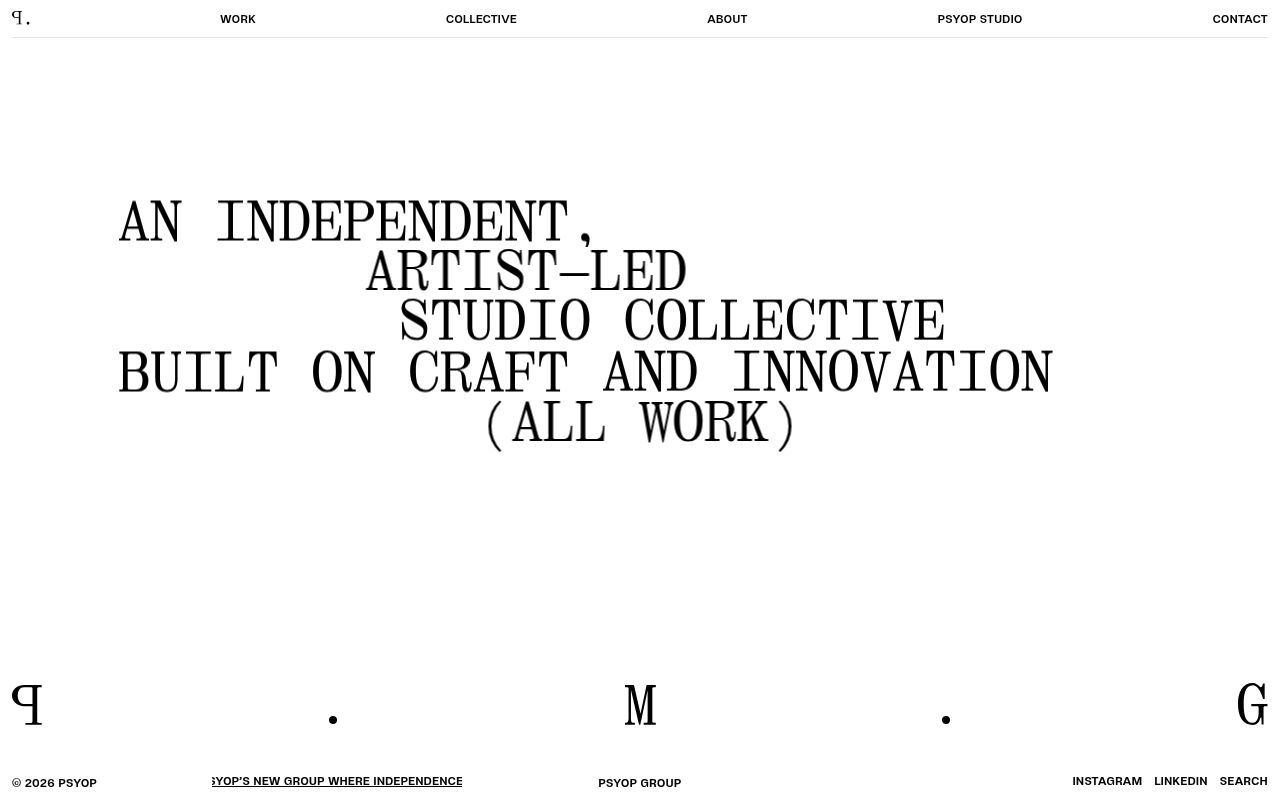 Homepage screenshot of psyop.com
