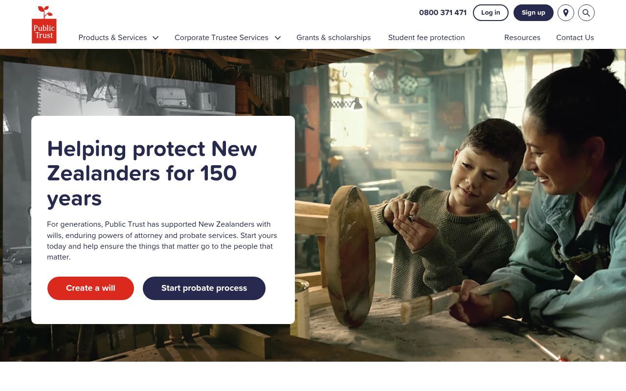 Homepage screenshot of publictrust.co.nz
