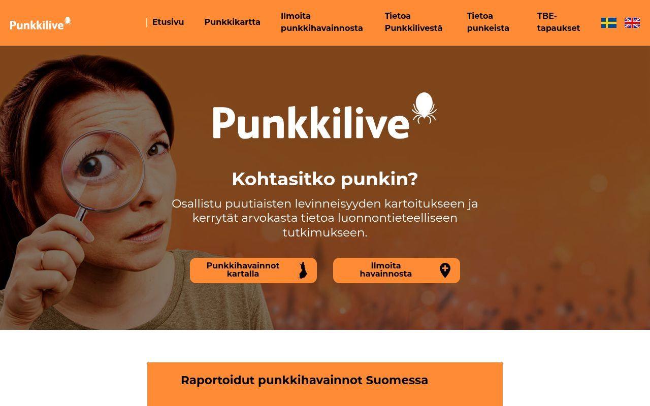 Homepage screenshot of punkkilive.fi