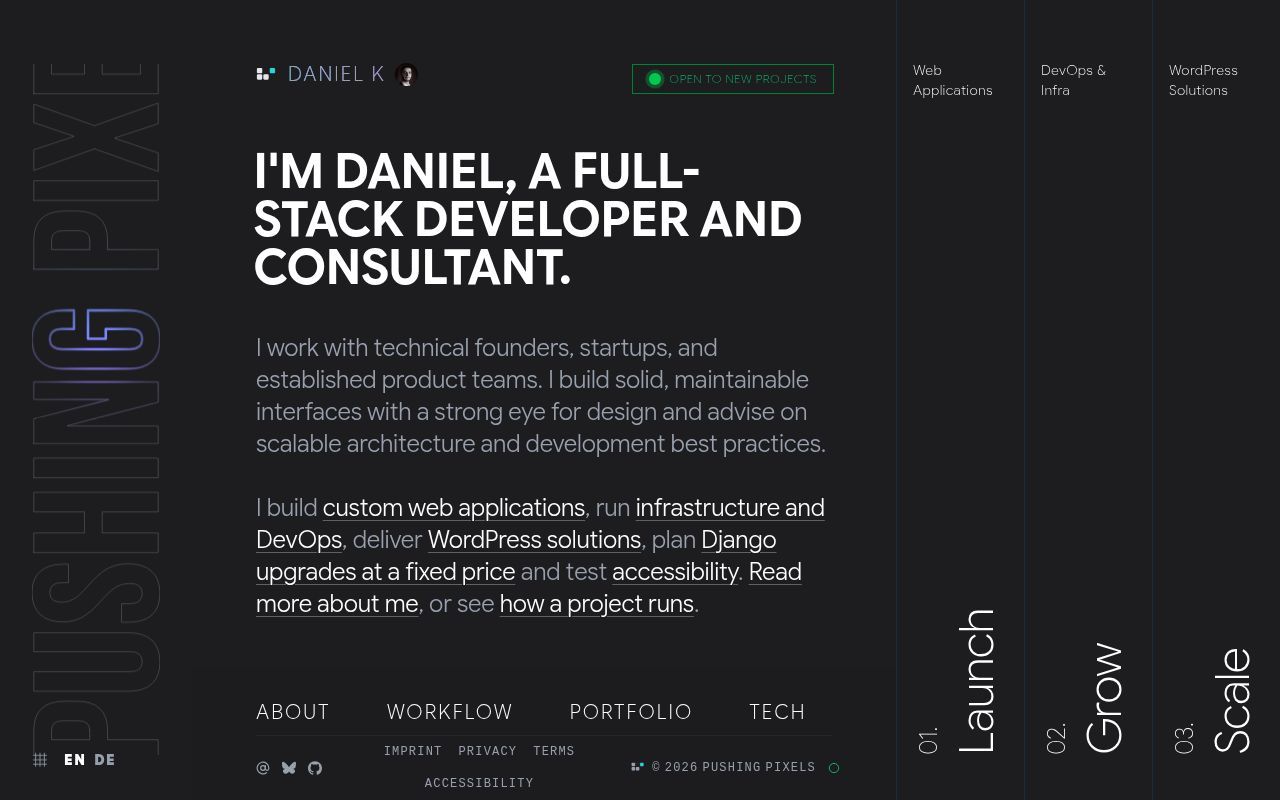 Homepage screenshot of pushingpixels.at