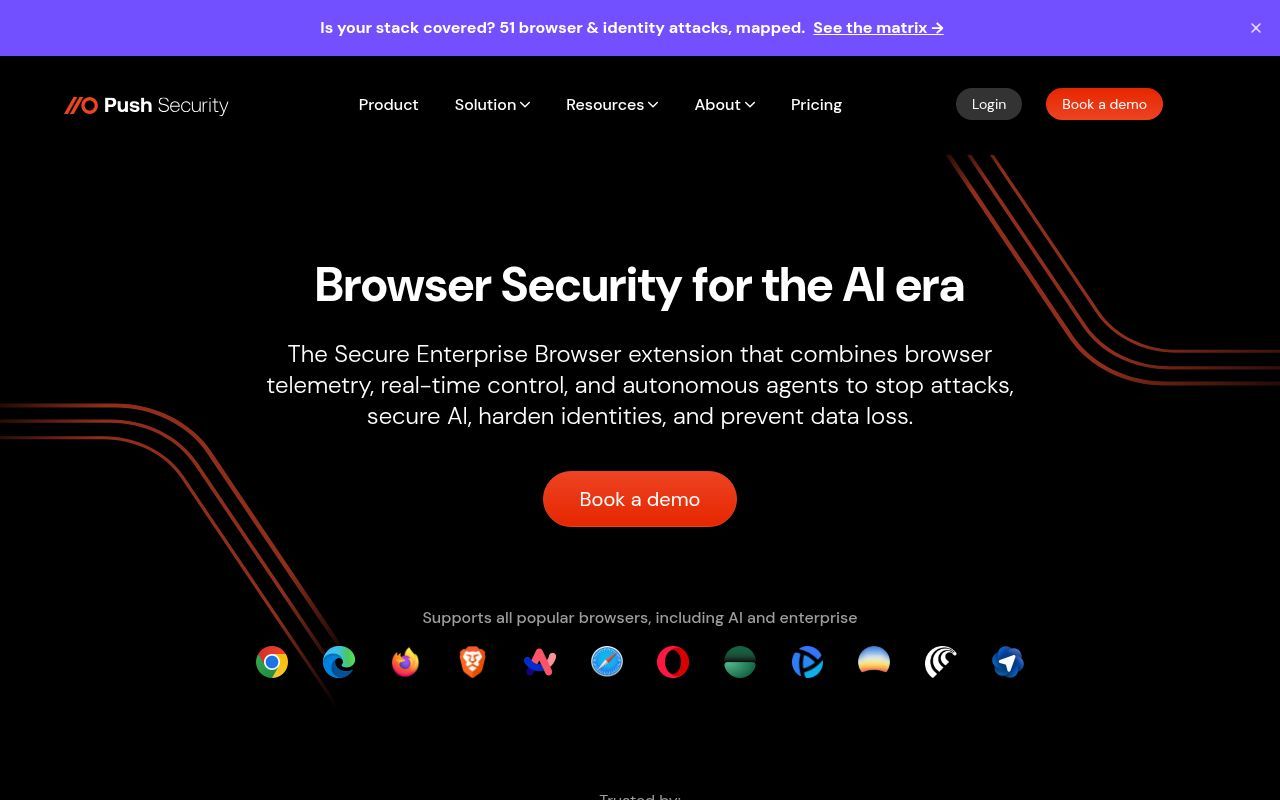 Homepage screenshot of pushsecurity.com