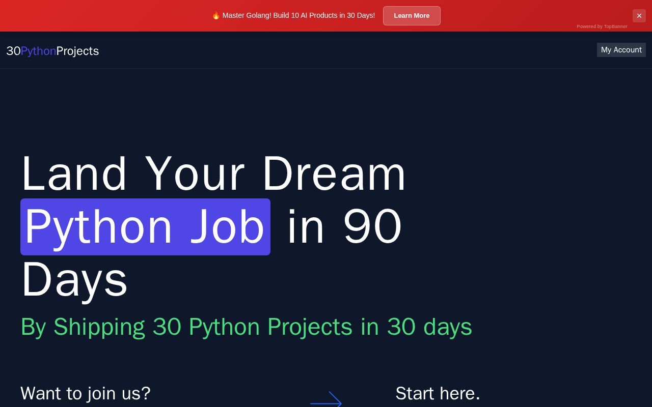 Homepage screenshot of python30.masteringbackend.com