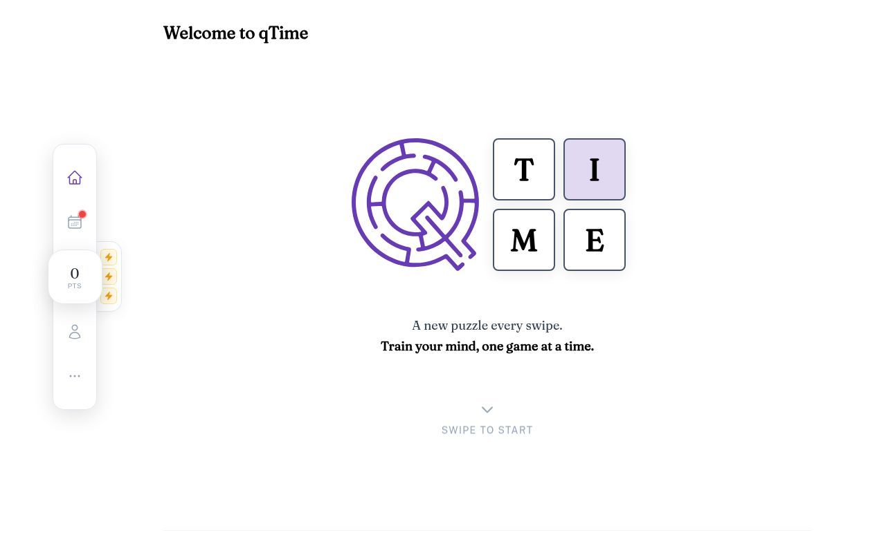 Homepage screenshot of qtime.social
