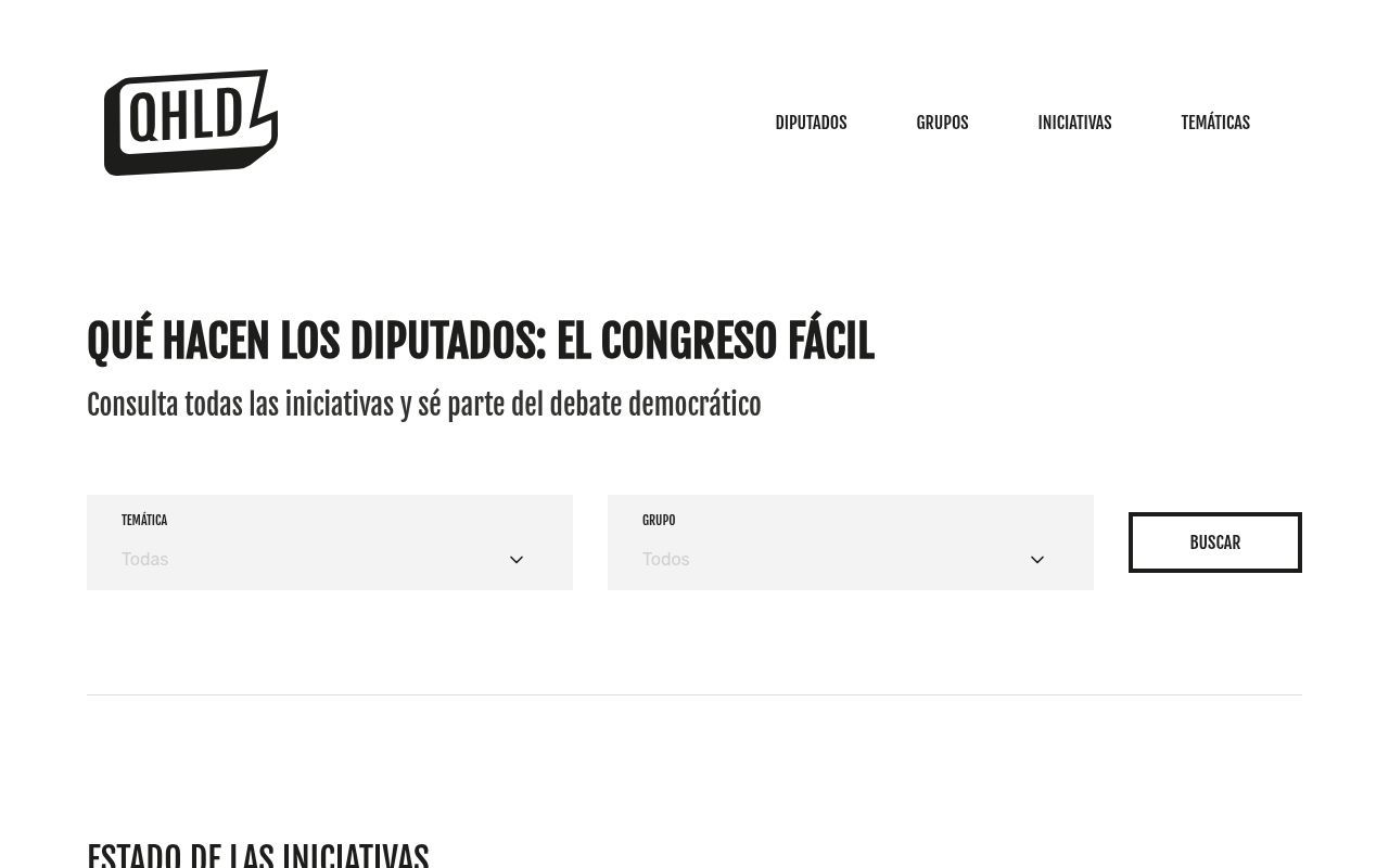 Homepage screenshot of quehacenlosdiputados.es