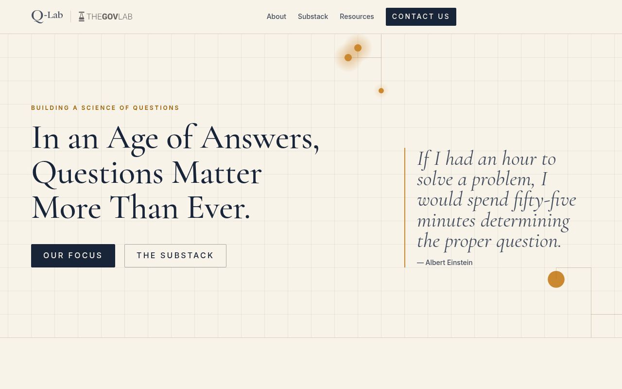 Homepage screenshot of questionslab.org