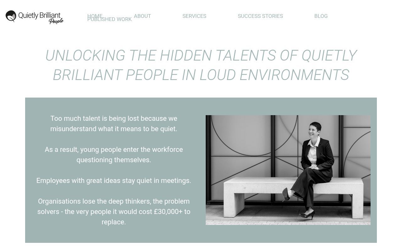 Homepage screenshot of quietlybrilliantpeople.co.uk