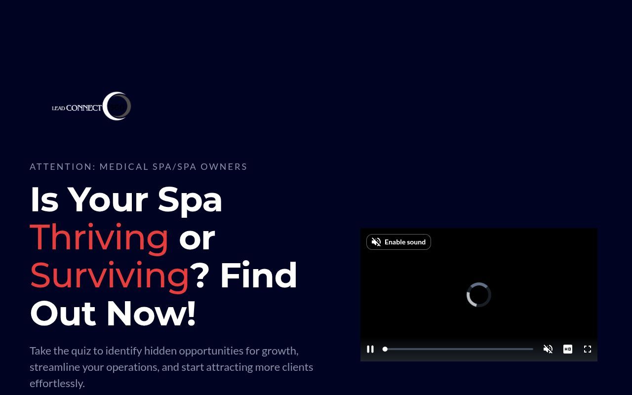 Homepage screenshot of quiz.leadconnect360.io