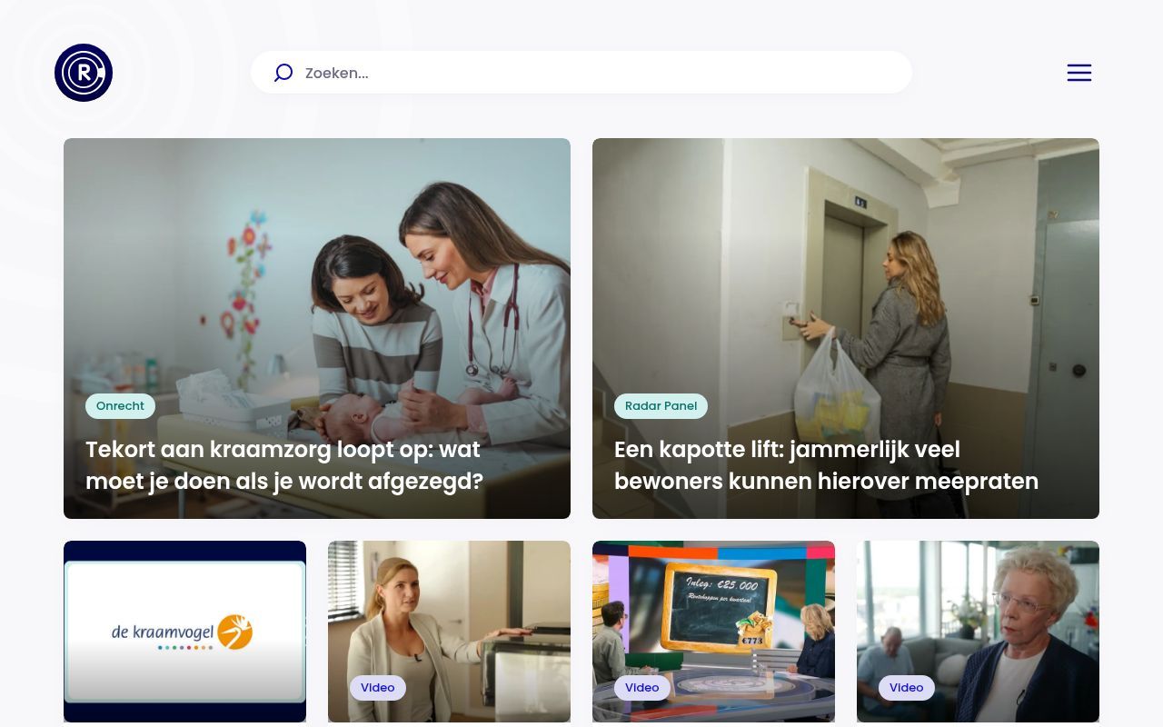 Homepage screenshot of radar.avrotros.nl