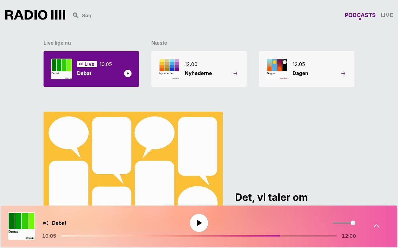 Homepage screenshot of radio4.dk