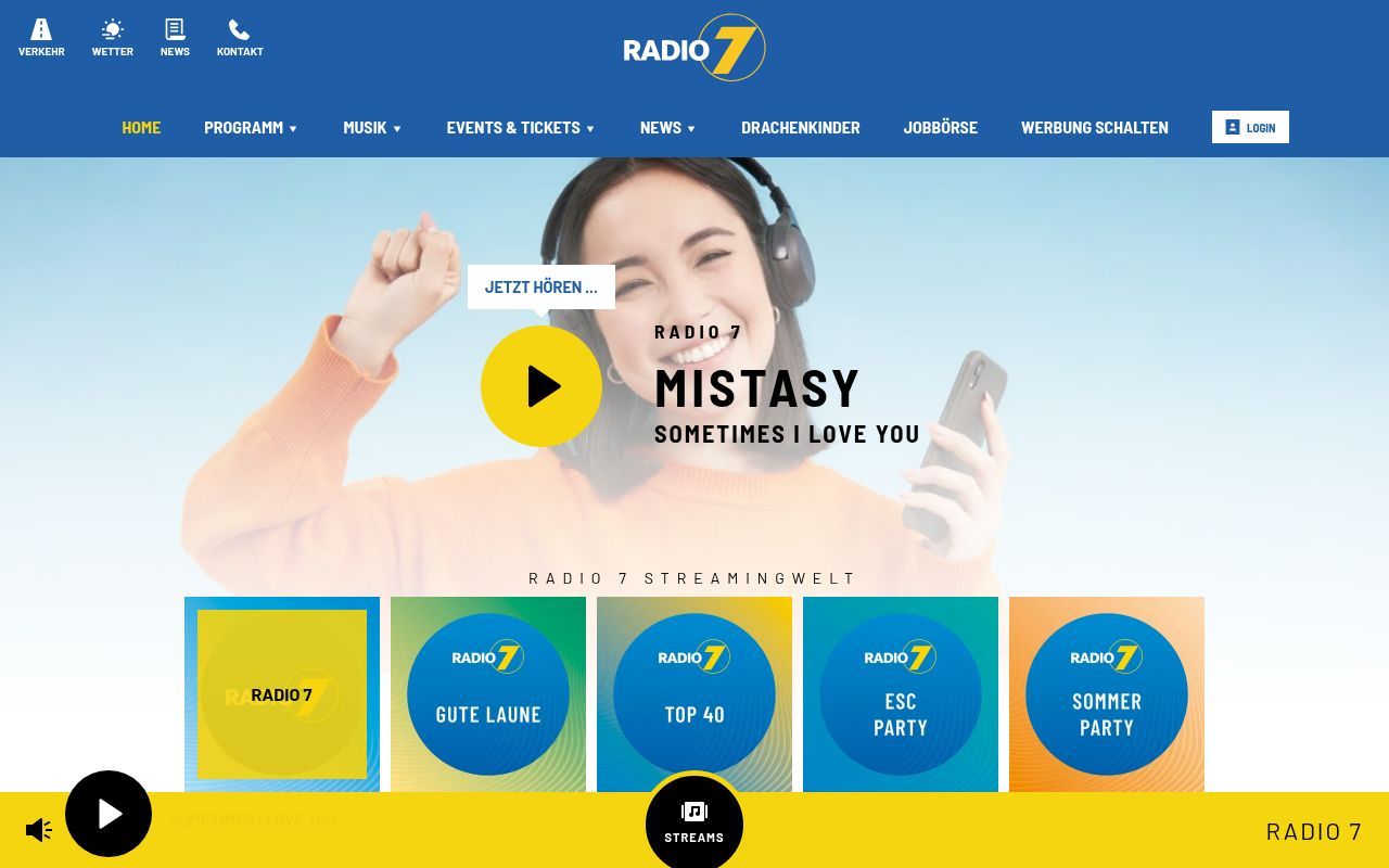 Homepage screenshot of radio7.de