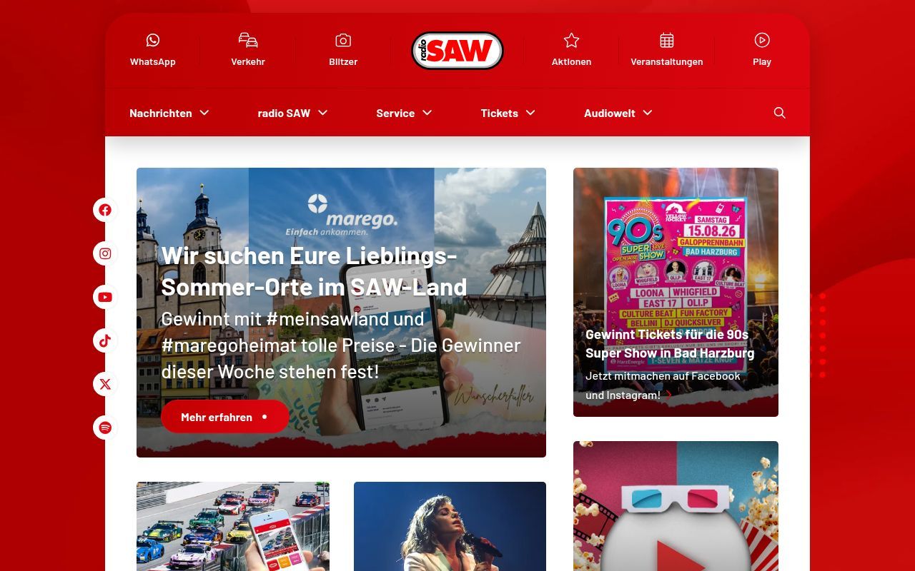 Homepage screenshot of radiosaw.de