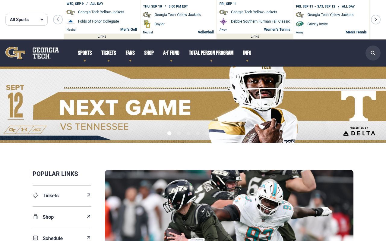 Homepage screenshot of ramblinwreck.com