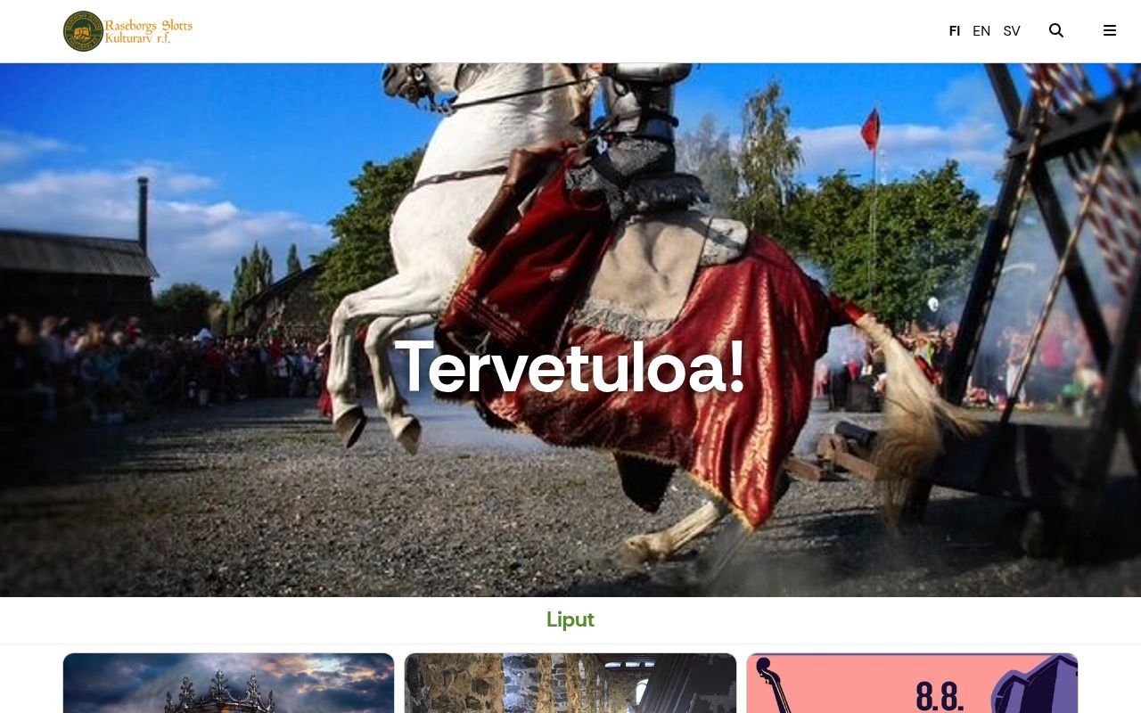 Homepage screenshot of raseborgsslottskulturarv.johku.com