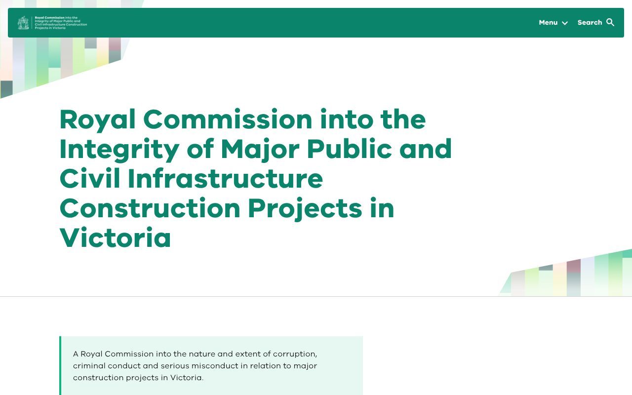 Homepage screenshot of rcimcp.vic.gov.au