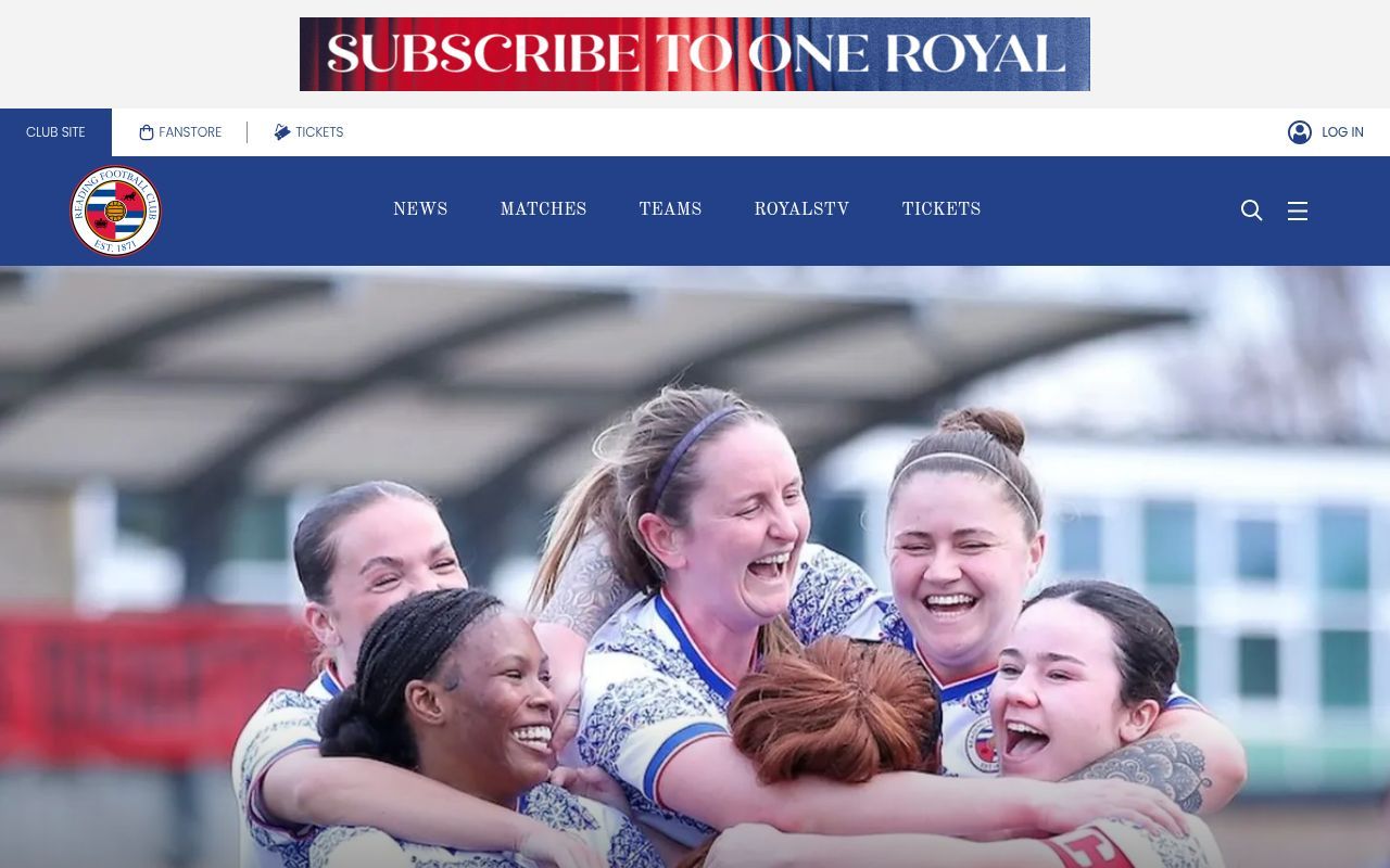 Homepage screenshot of readingfc.co.uk