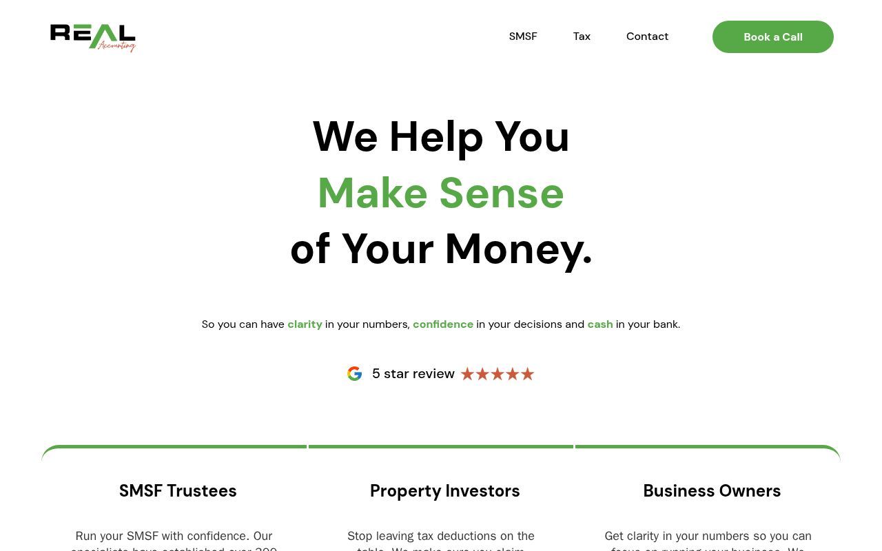 Homepage screenshot of realaccounting.co