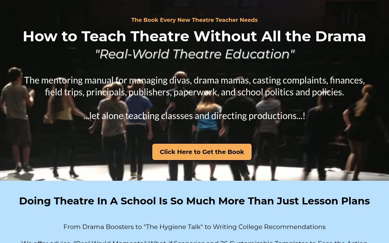 Homepage screenshot of realworldtheatreeducation.com