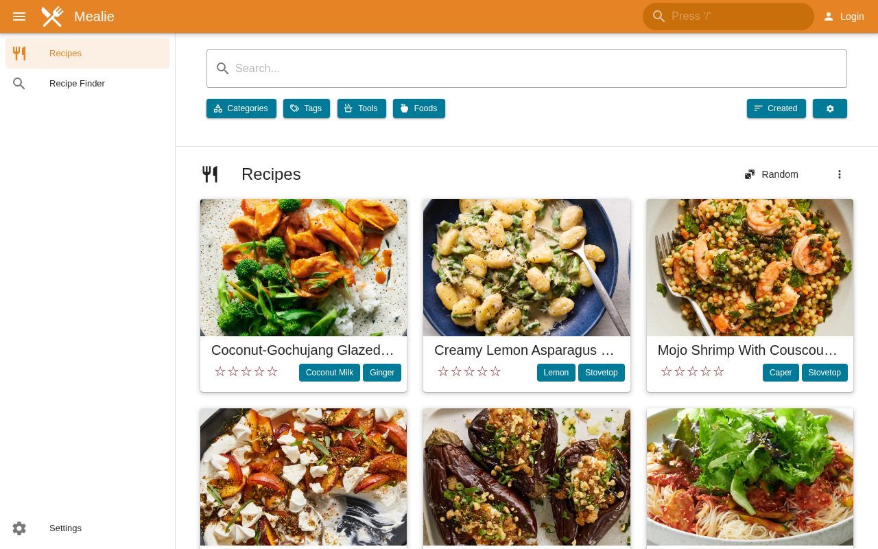 Homepage screenshot of recipes.grimoire.supply