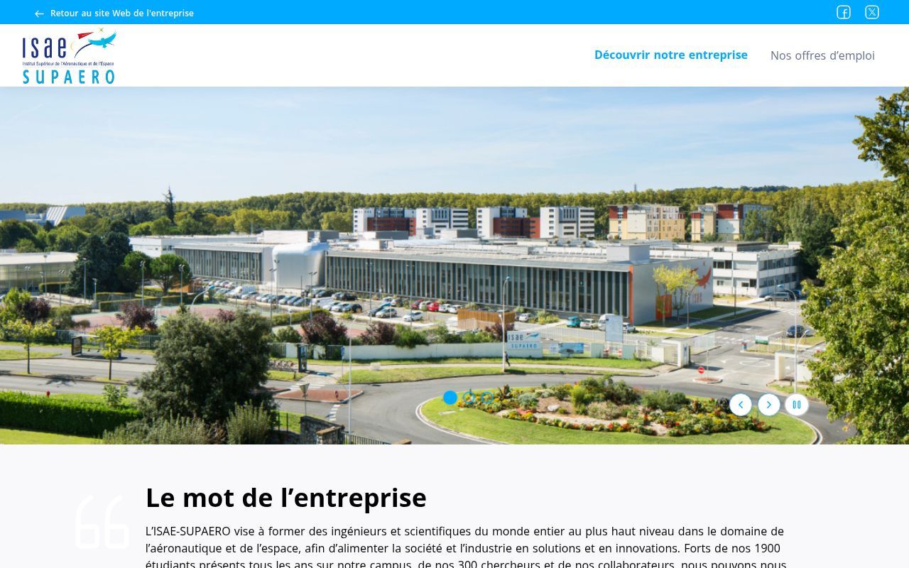 Homepage screenshot of recrutement.isae-supaero.fr