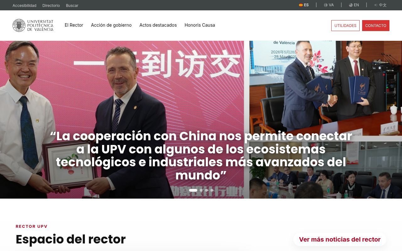 Homepage screenshot of rector.upv.es