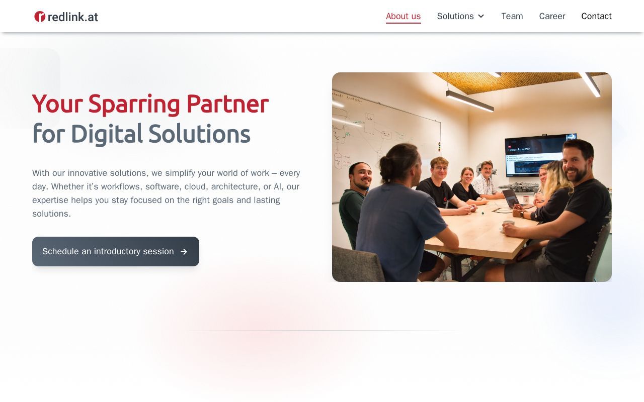 Homepage screenshot of redlink.at