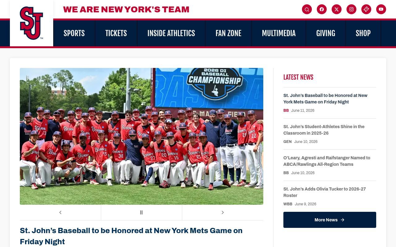 Homepage screenshot of redstormsports.com