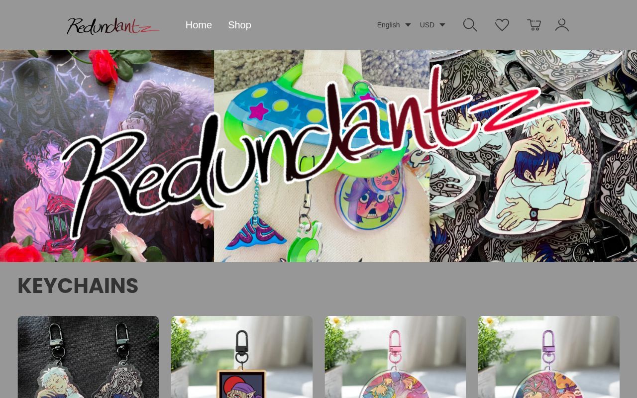 Homepage screenshot of redundantz.artiststore.com