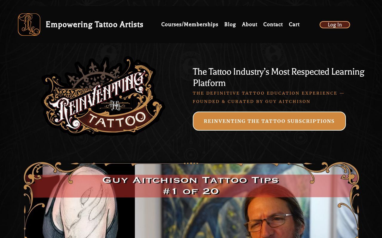 Homepage screenshot of reinventingthetattoo.com