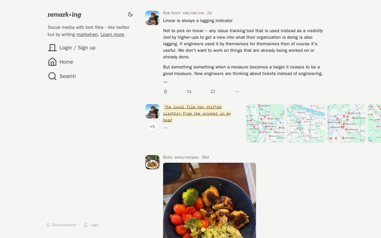 Homepage screenshot of remark.ing