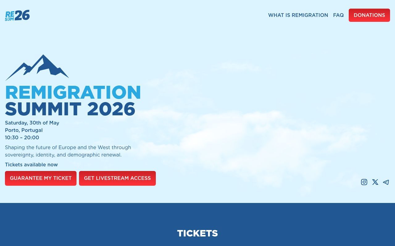Homepage screenshot of remigrationsummit.com