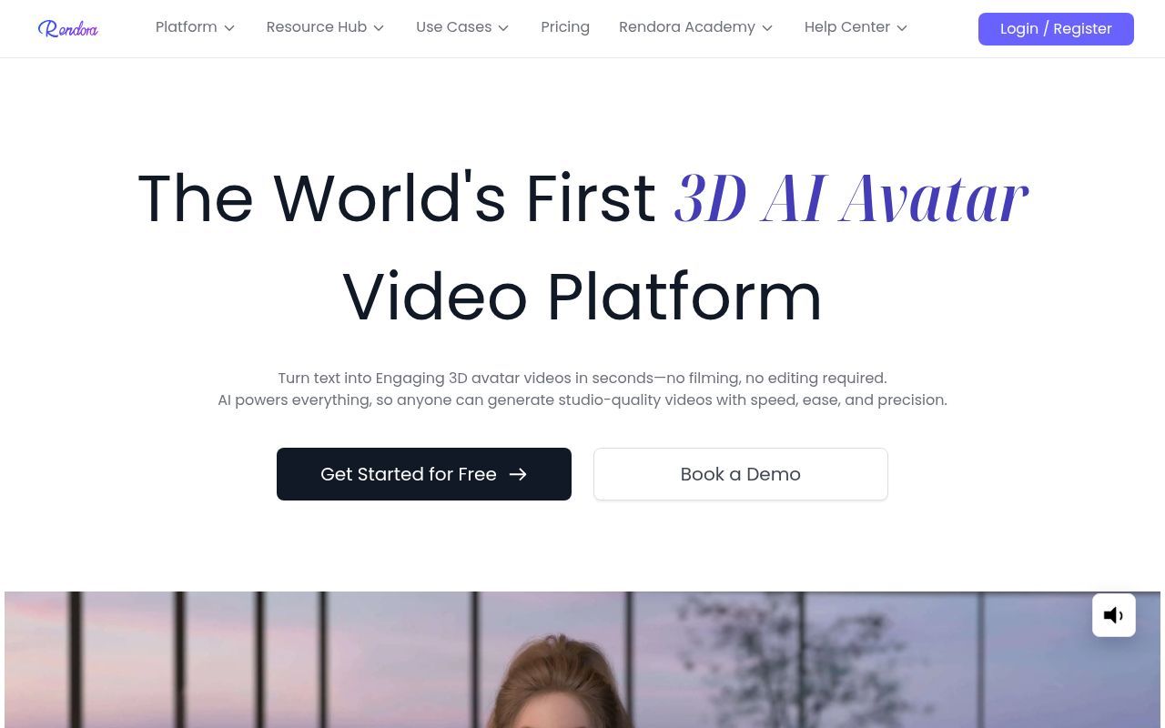 Homepage screenshot of rendora.ai