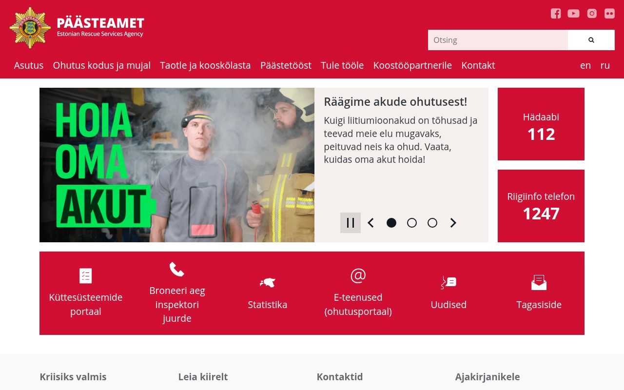 Homepage screenshot of rescue.ee