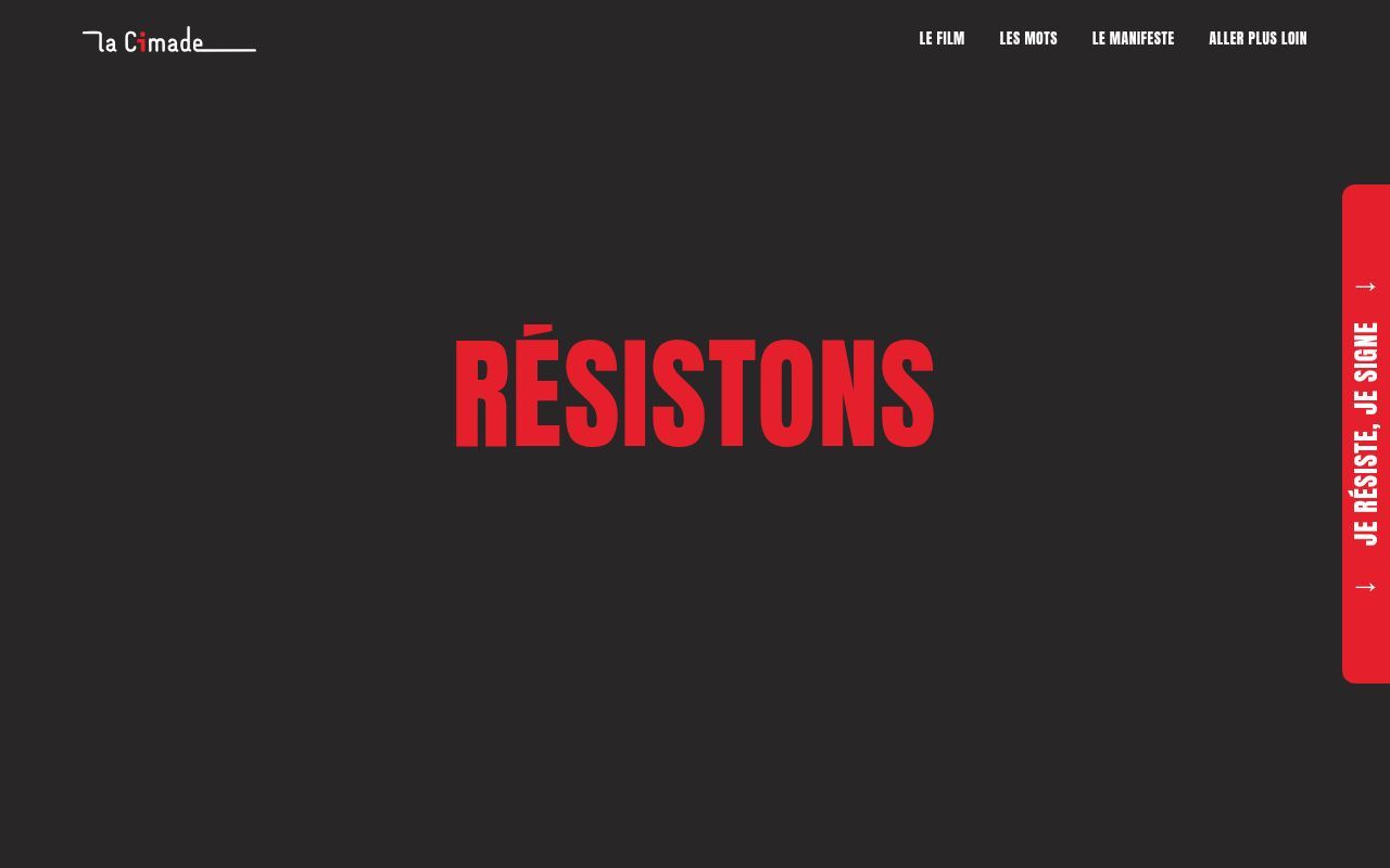 Homepage screenshot of resistons.lacimade.org