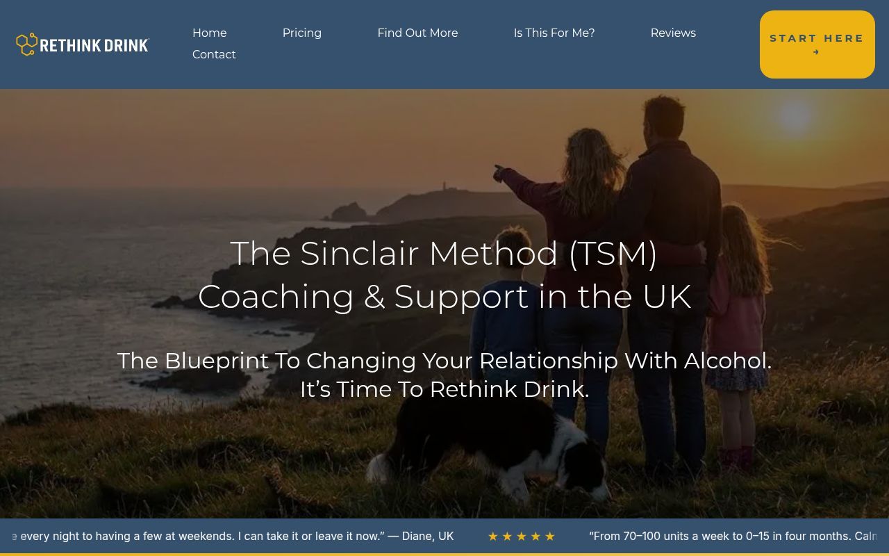 Homepage screenshot of rethinkdrink.co.uk