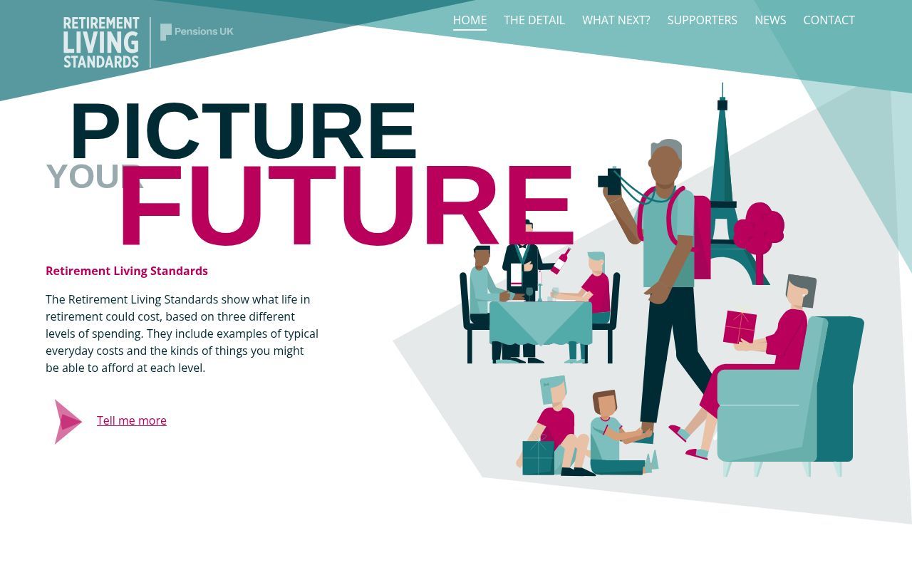 Homepage screenshot of retirementlivingstandards.org.uk