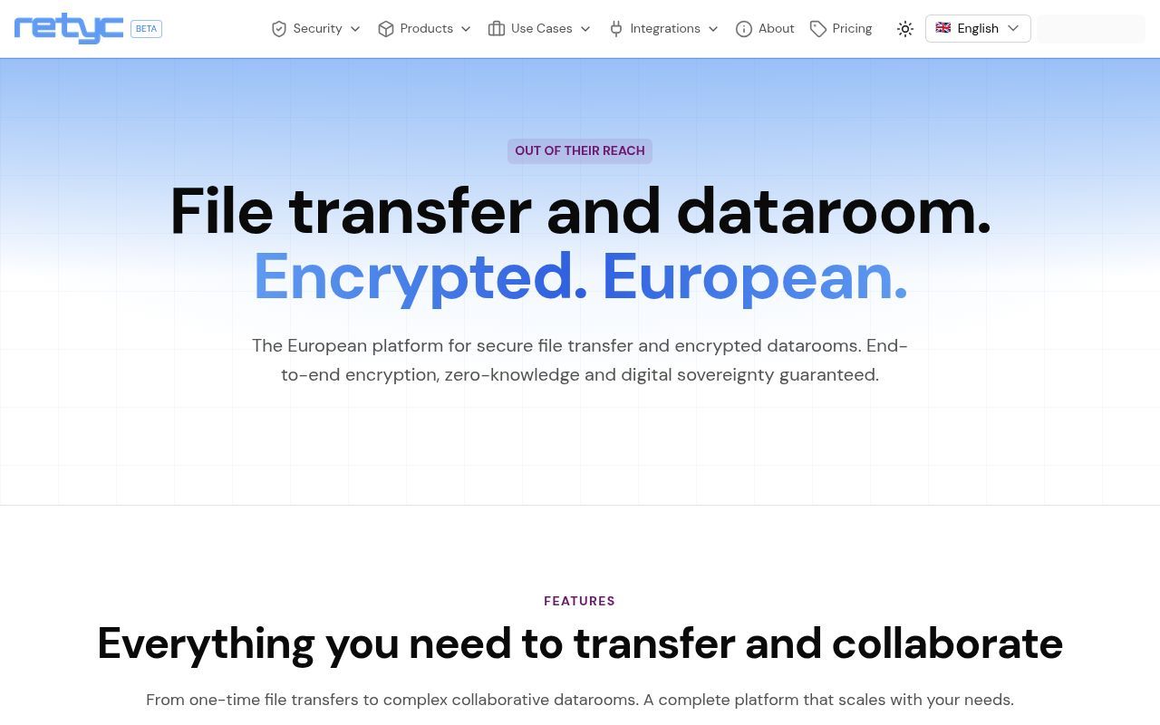 Homepage screenshot of retyc.com