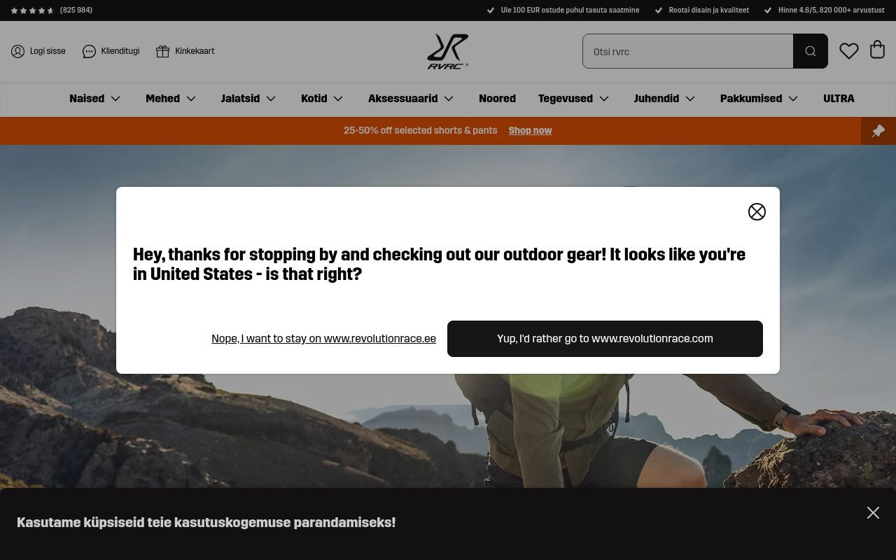 Homepage screenshot of revolutionrace.ee