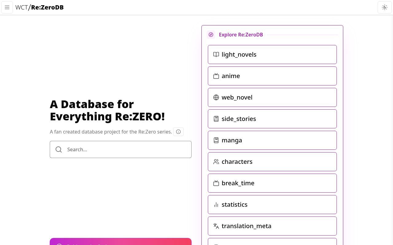 Homepage screenshot of rezerodb.com