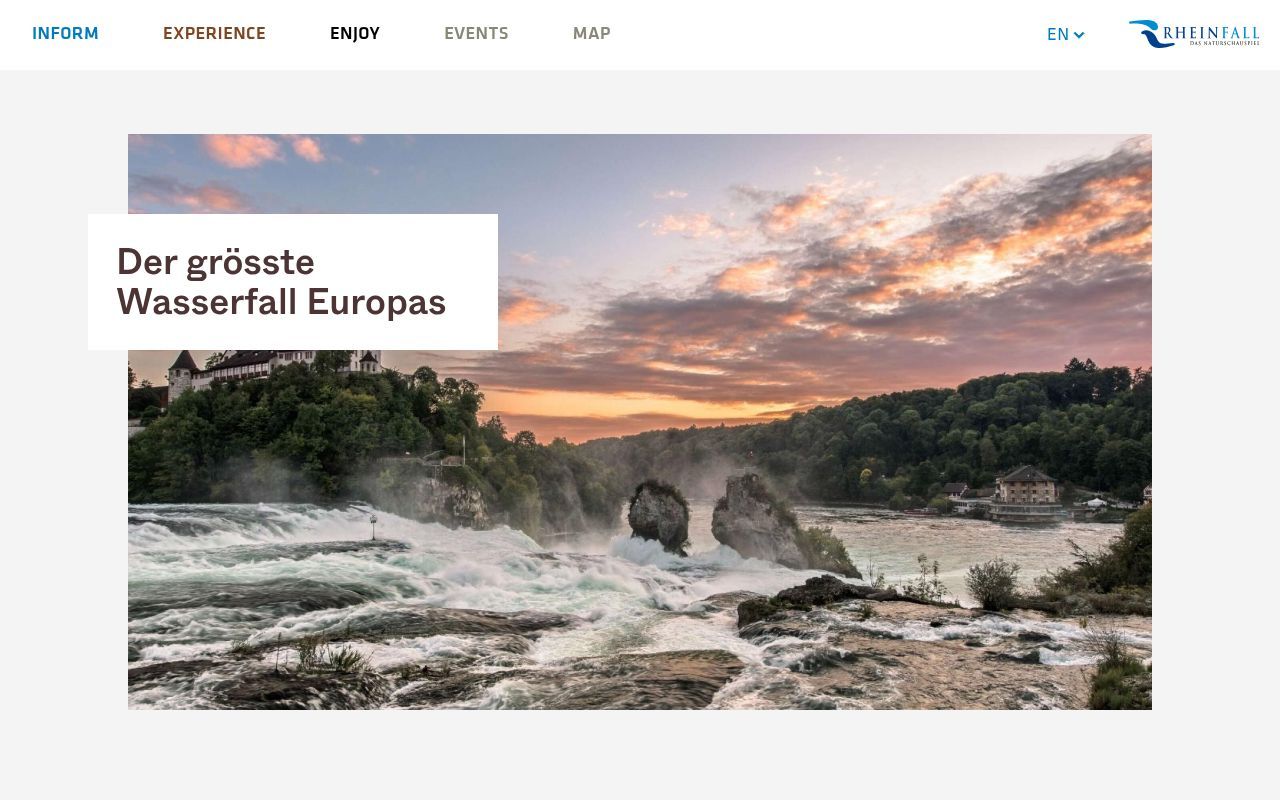 Homepage screenshot of rheinfall.ch