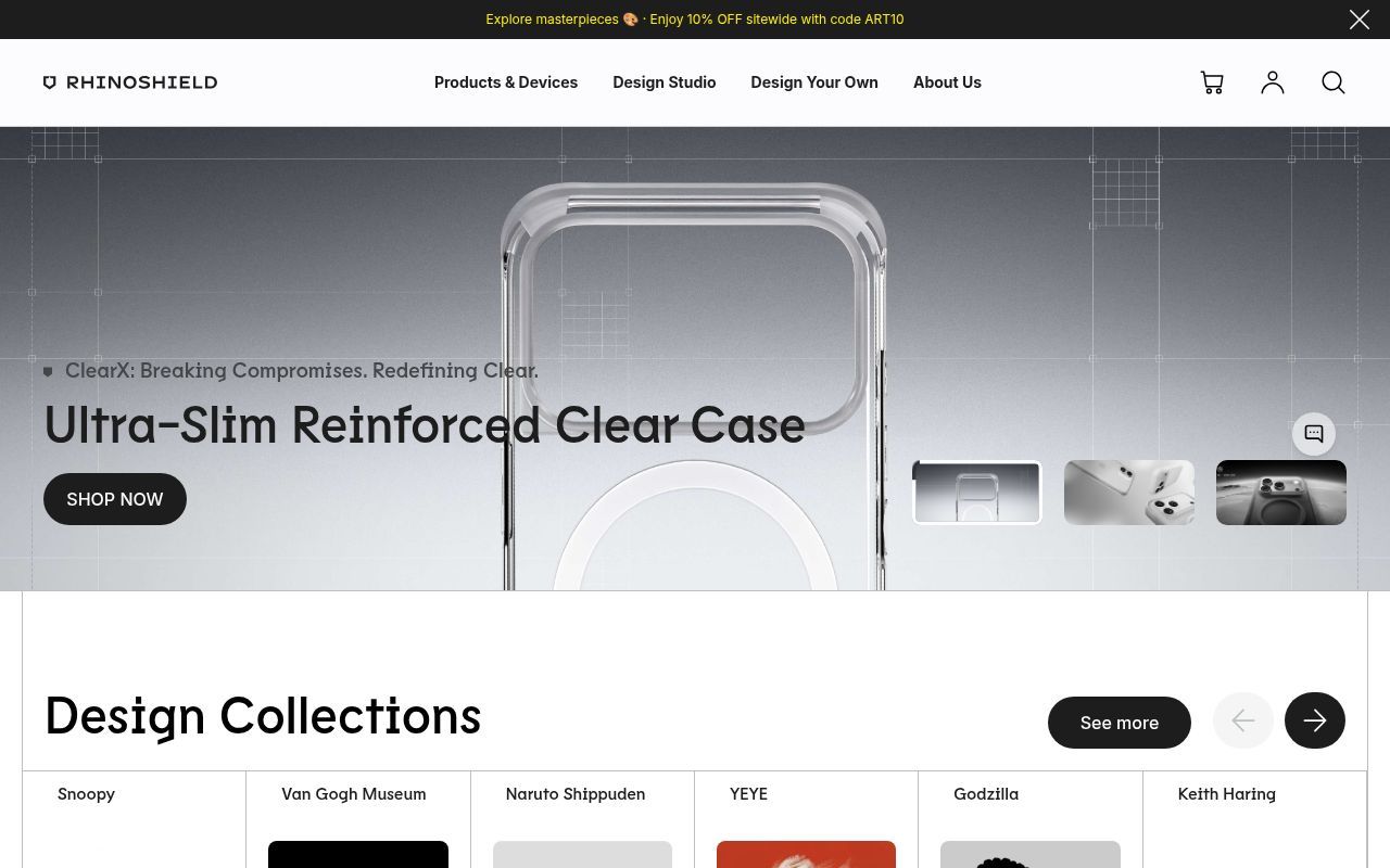 Homepage screenshot of rhinoshield.io