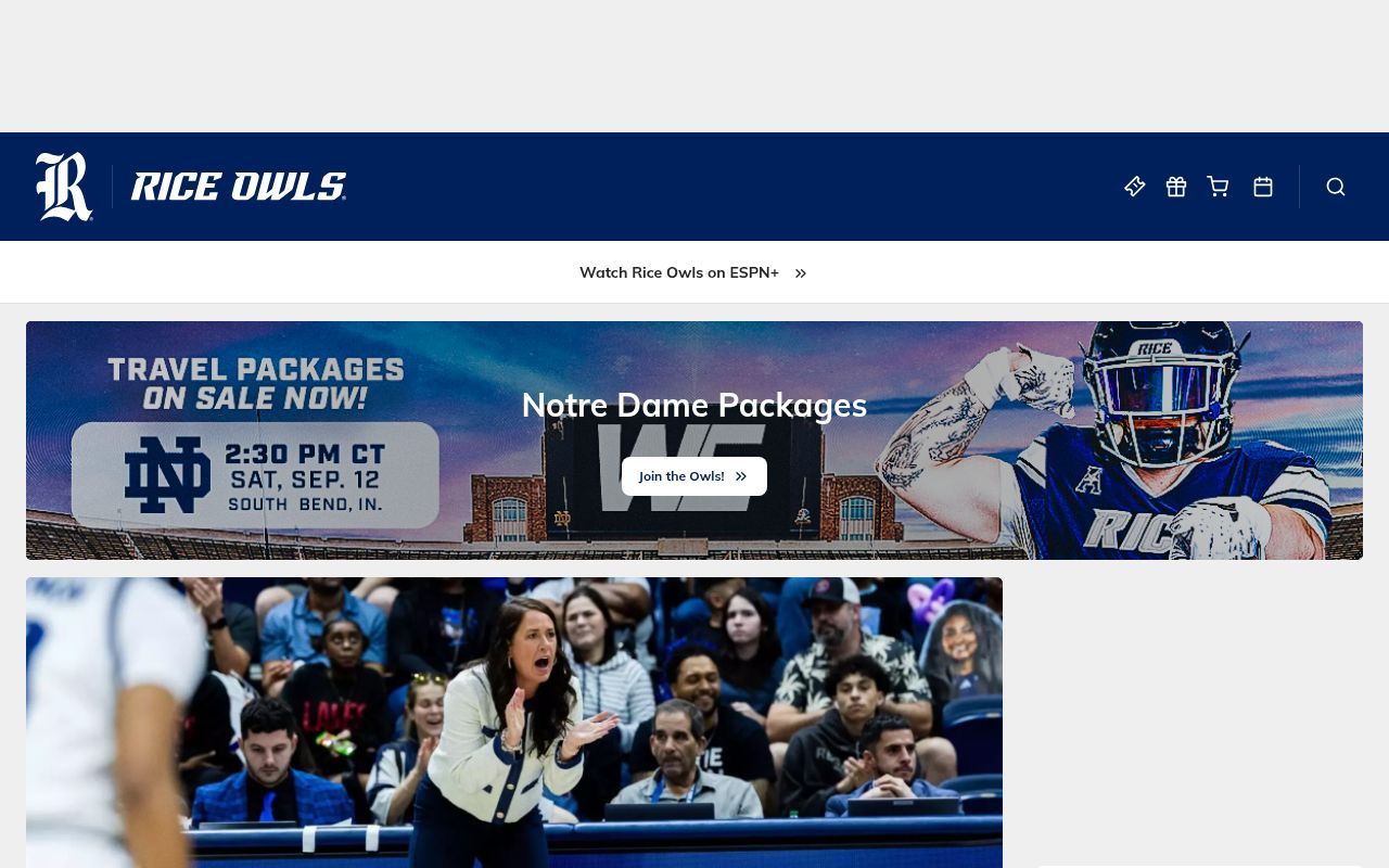 Homepage screenshot of riceowls.com