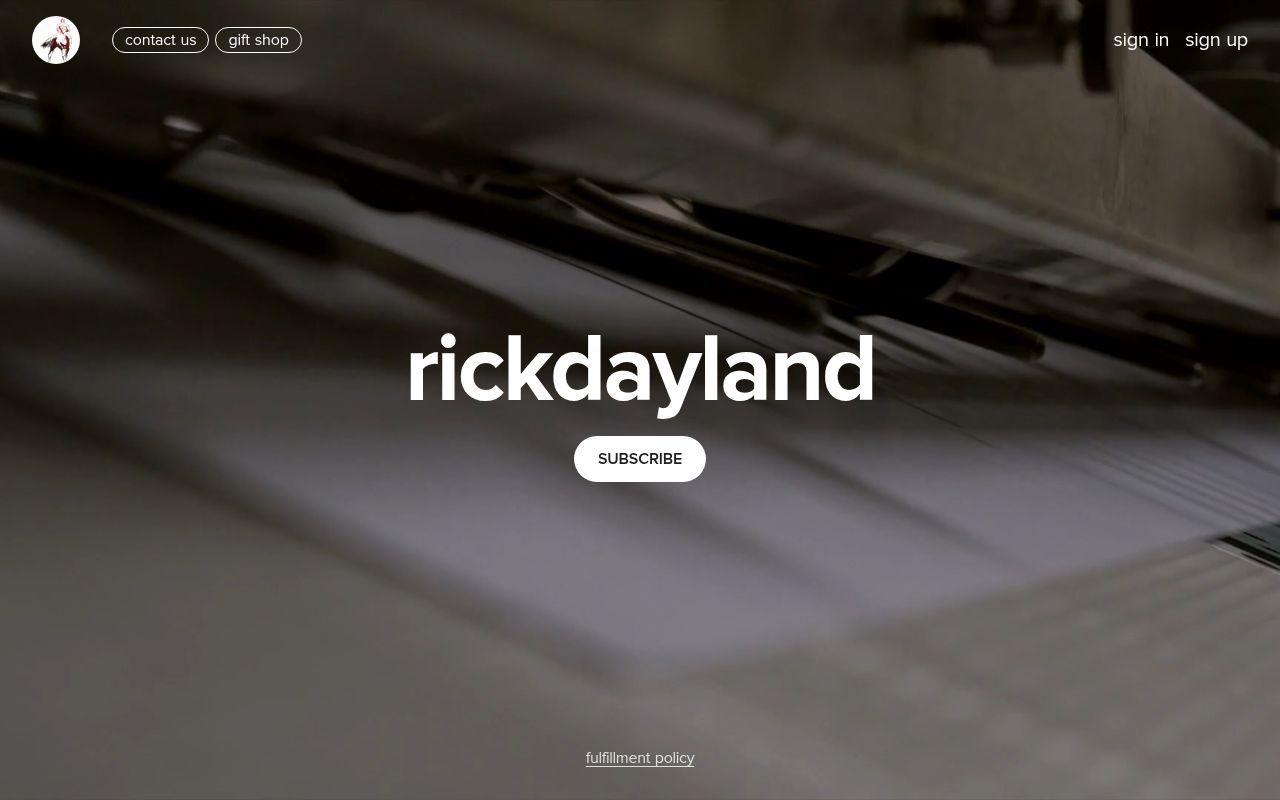 Homepage screenshot of rickdayland.com