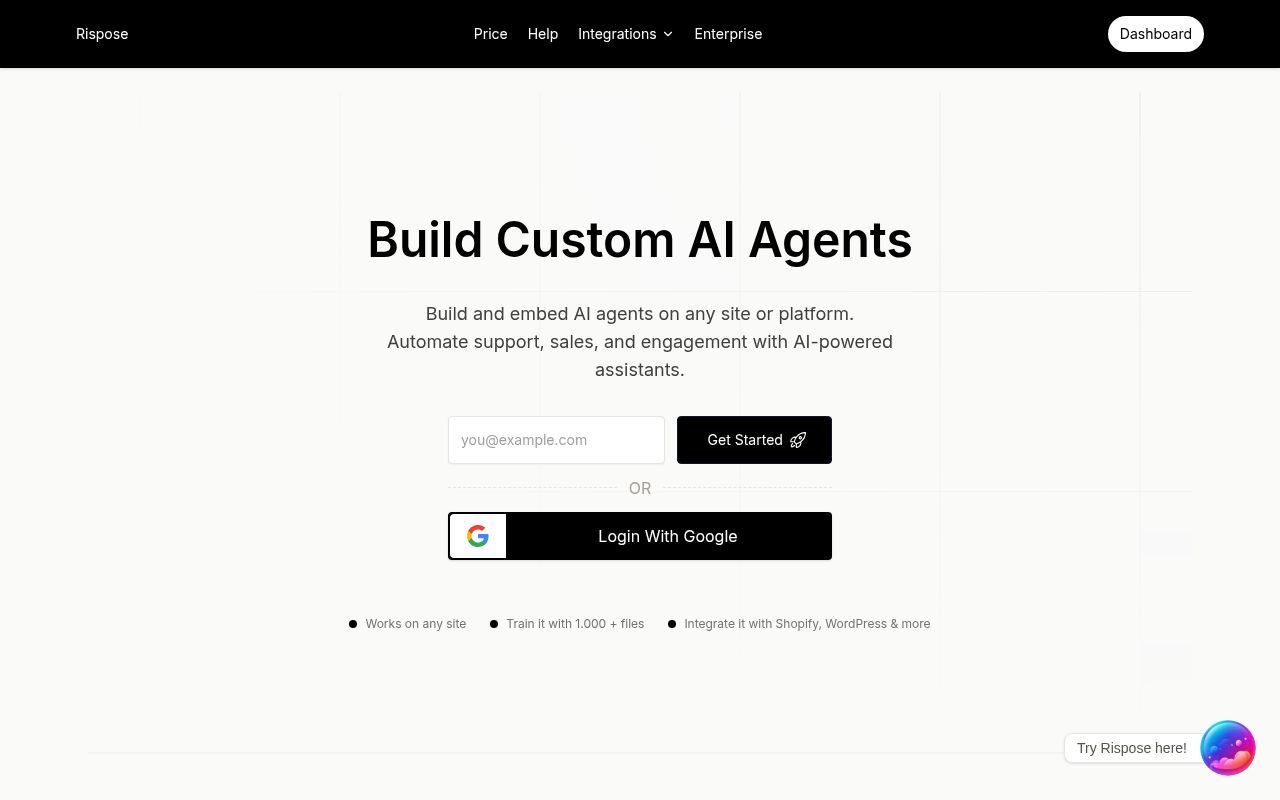 Homepage screenshot of rispose.com